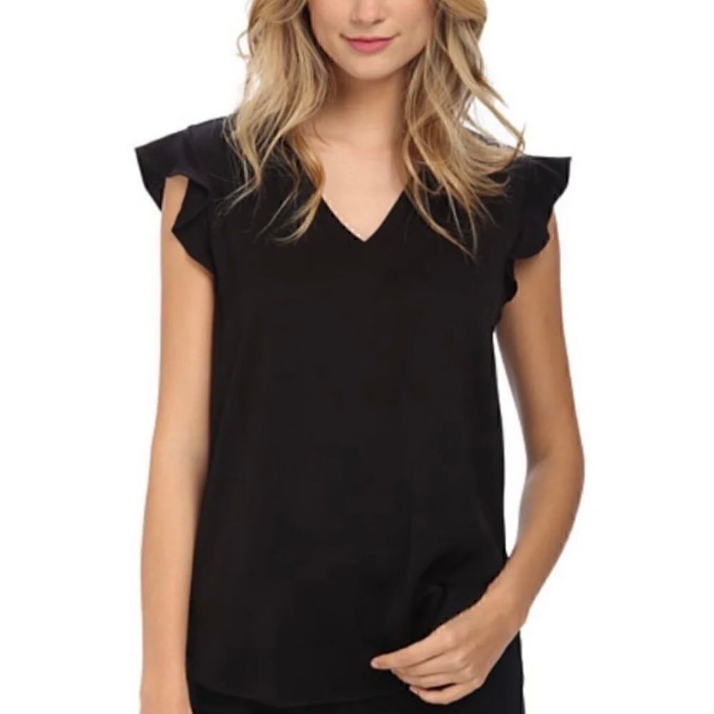 Kate Spade Flutter Sleeve Satin Crepe Blouse - Picture 3 of 11